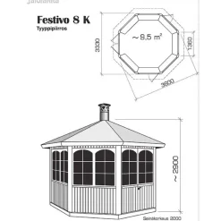 Huvimaja Jalotakka Festivo 8-kulmainen (9,5m²)