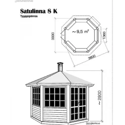 Huvimaja Jalotakka Satulinna 8-kulmainen (9,5m²)