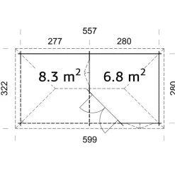 Huvimaja Palmako Melanie 6,8+8,3 m²
