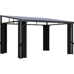 Huvimaja verhoilla 405x294x244 cm antrasiitti