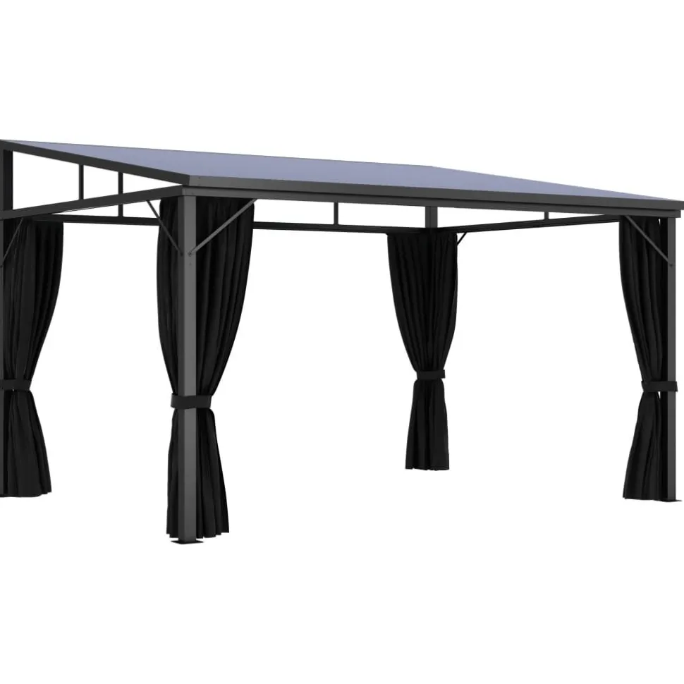 Huvimaja verhoilla 405x294x244 cm antrasiitti