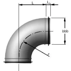 Ilmanvaihtokanavan käyrä 90° / 125 mm