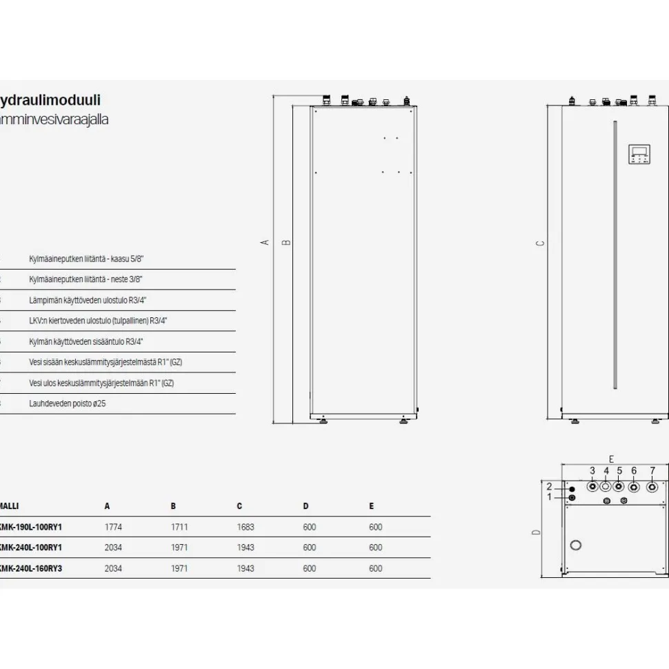 Ilma-vesilämpöpumppu Kaisai DUO KMK-240L-100RY3/KHA-08RY1-B, 8kW