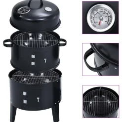3-in-1 hiilisavustin bbq-grilli 40x80 cm