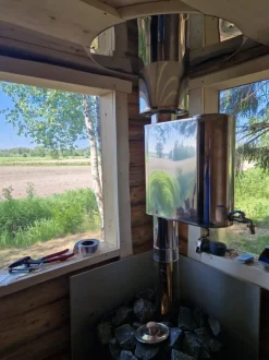 Jeremias vedenlämmitin, vesisäiliösäiliö piippumalli 22L, rst, sopii Ø115mm putkiin