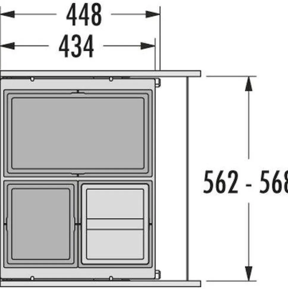 Jätevaunu Savo CARGO 60cm 2x13 + 1x28 l