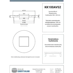 Kaivonkansi ø 1000 mm, 520 x 520 mm aukolla, naarashuullos