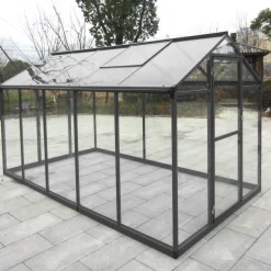 Kasvihuone AB Polar Elegant 5,7m², turvalasit, harmaa alumiinirunko