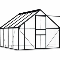 Kasvihuone alumiinirungolla 4,75 m², 190x250x202 cm, antrasiitti
