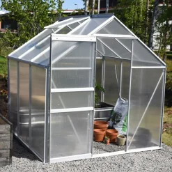 Kasvihuone Green Land 8,2 m² 4 mm kennolevyllä musta alumiinirunko