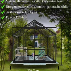 Kasvihuone Lykke Glass 8,2m² musta