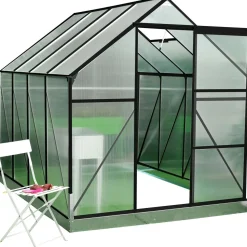 Kasvihuone Mag-Pro Garden 4.8m² sokkelilla, mustat alumiinikehykset