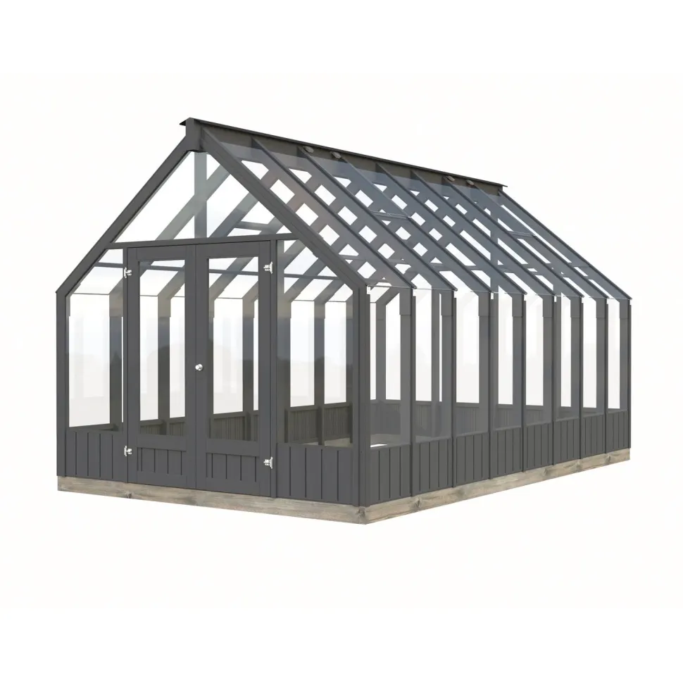 Kasvihuone Palmako Emilia 13,8 m2, turvalasi, puurunko, harmaa RAL7012