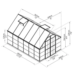 Kasvihuone Palram-Canopia Balance Hybrid 8,9 m² 8x12 ft hopea