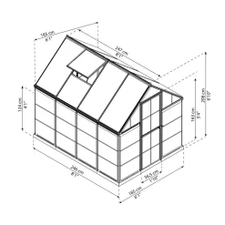 Kasvihuone Palram-Canopia Hybrid 4,6 m² 6x8 ft hopea