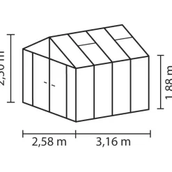 Kasvihuone Vitavia Poseidon 8.1m² alumiinirunko musta