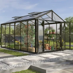Kasvihuone Vitavia Poseidon 11900, 11.9m², lasi/polykarbonaatti, musta