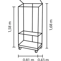 Kasvihuone Vitavia Urban 350, 0.35m², lasi, musta, pyörillä
