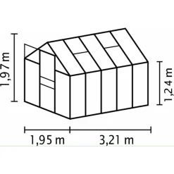 Kasvihuone Vitavia Venus 6.2m² lasi alumiinirunko harmaa