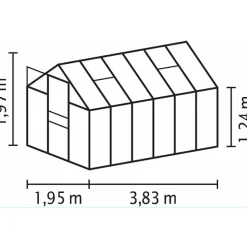 Kasvihuone Vitavia Venus 7.5m² lasi alumiinirunko harmaa