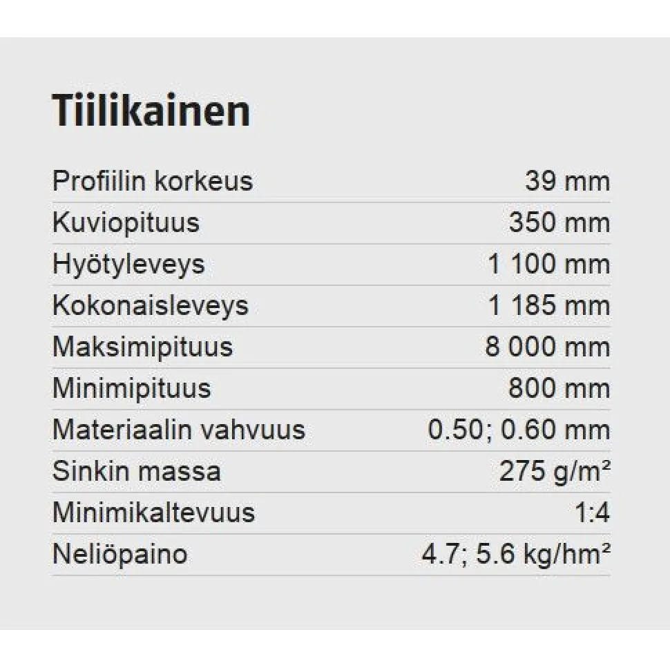 Kattopelti Ruukki Tiilikainen, 0.5mm, Rough matta, eri värejä