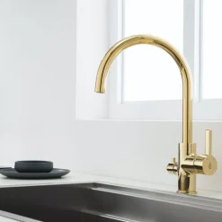 Keittiöhana Bathlife Ocean pesukoneventtiilillä kulta
