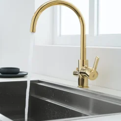 Keittiöhana Bathlife Ocean pesukoneventtiilillä kulta
