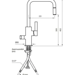Keittiöhana Tapwell Arman ARM887 APK-liitäntä ulosvedettävä juoksuputki Matte Black