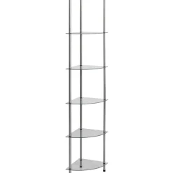 6-kerroksinen hylly läpinäkyvä 30x30x160 cm karkaistu lasi