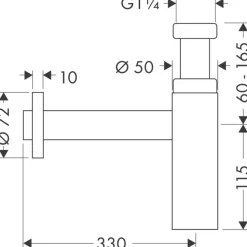 Kierrevesilukko Hansgrohe Flowstar S seinäasennukseen G 1 1/4 kromi (52105000)