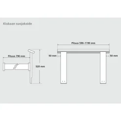 Kiuassuojakaide Hermanni, 690mm, puuvalmis, eri vaihtoehtoja