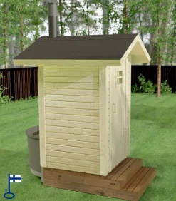 Kompostoiva puucee Ekolet Oiva kompostikäymälällä