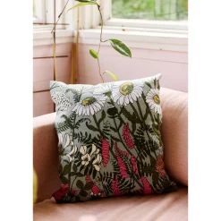 Koristetyynynpäällinen Vallila Ahomaa, 43x43cm, vihreä/pinkki