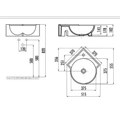 Kulma-allas Creavit TP051, 370 X 370 X 160 mm