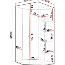 Kulmavaatekaappi Nomla PIXEL SYSTEM PX2, 90x90x190cm, valkoinen/ruskea
