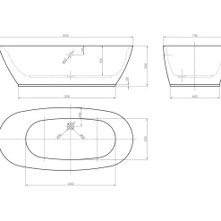Kylpyamme Bathlife Ideal Oval 1600 mm valkoinen