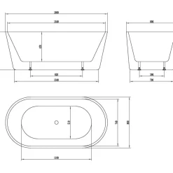 Kylpyamme Bathlife Lugn 1600x800 mm valkoinen
