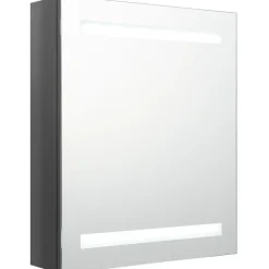 Kylpyhuoneen LED-peilikaappi, kiiltävä harmaa, 50x14x60cm