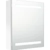 Kylpyhuoneen LED-Peilikaappi kiiltävä valkoinen 50x14x60 cm (26486)