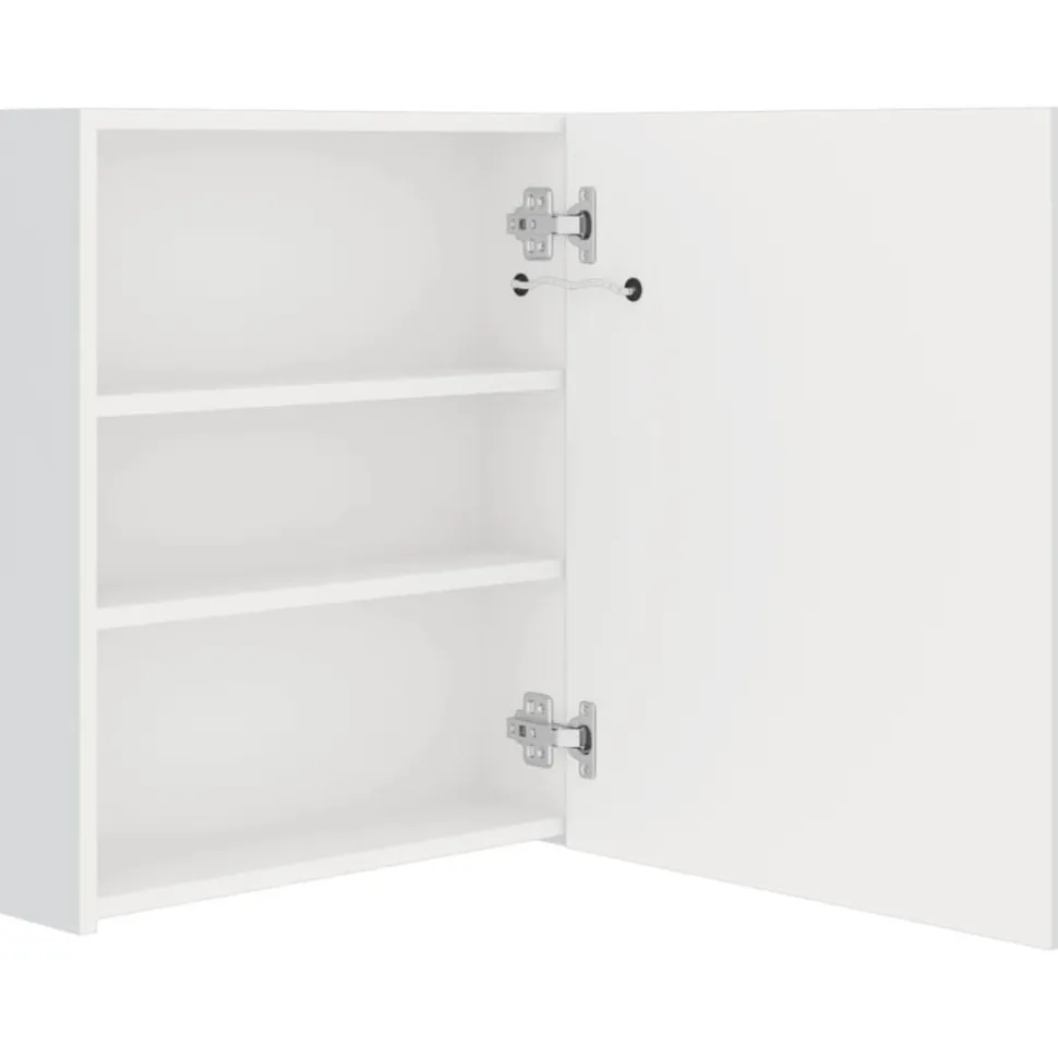 Kylpyhuoneen LED-Peilikaappi kiiltävä valkoinen 50x14x60 cm (26486)