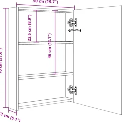 Kylpyhuoneen LED-Peilikaappi 50x13x70 cm (25543)