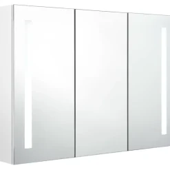 Kylpyhuoneen LED-peilikaappi, 89x14x62cm, kiiltävä valkoinen