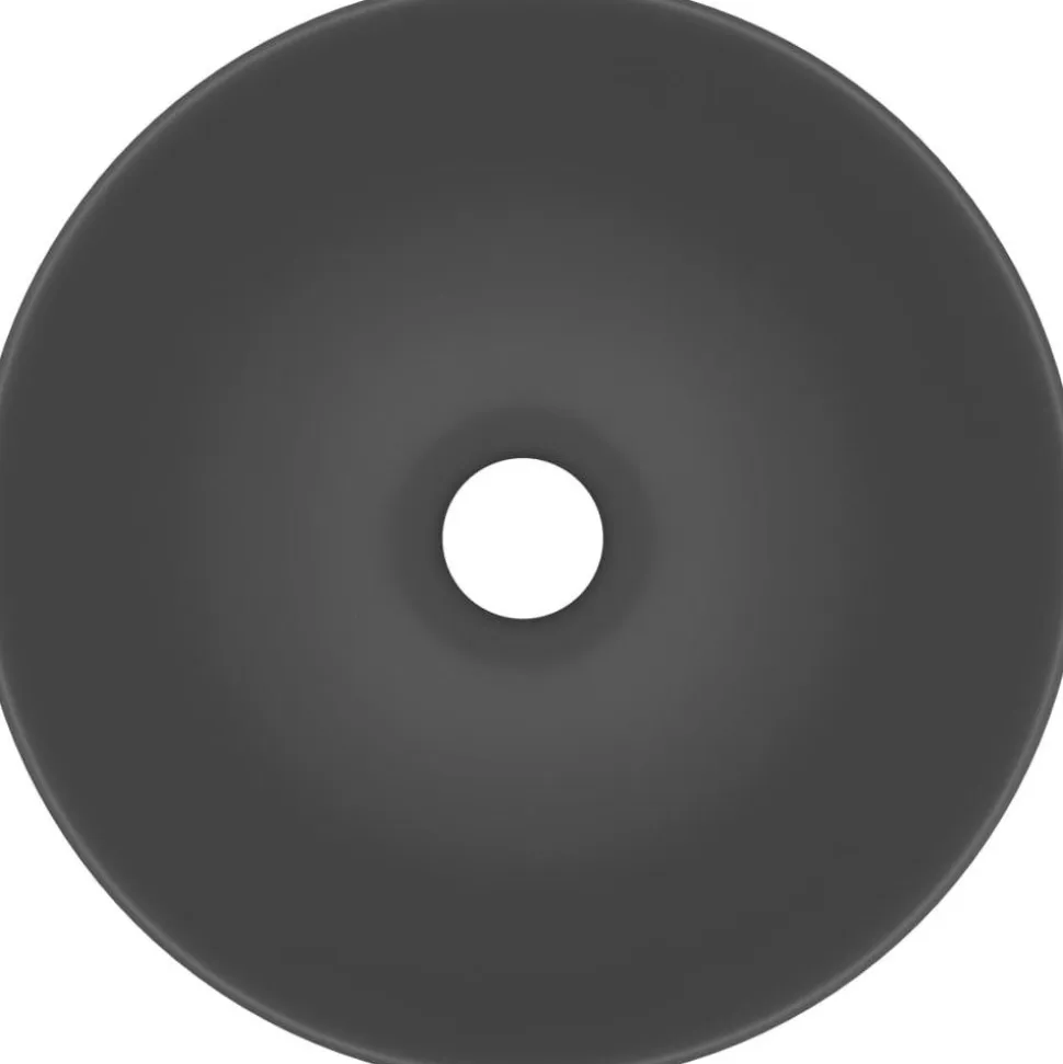 Kylpyhuoneen pesuallas keraaminen tummanharmaa pyöreä