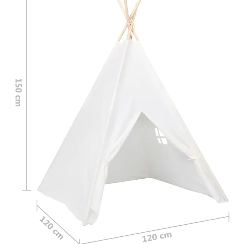 Lasten tiipiiteltta + laukku peachskin valkoinen 120x120x150cm