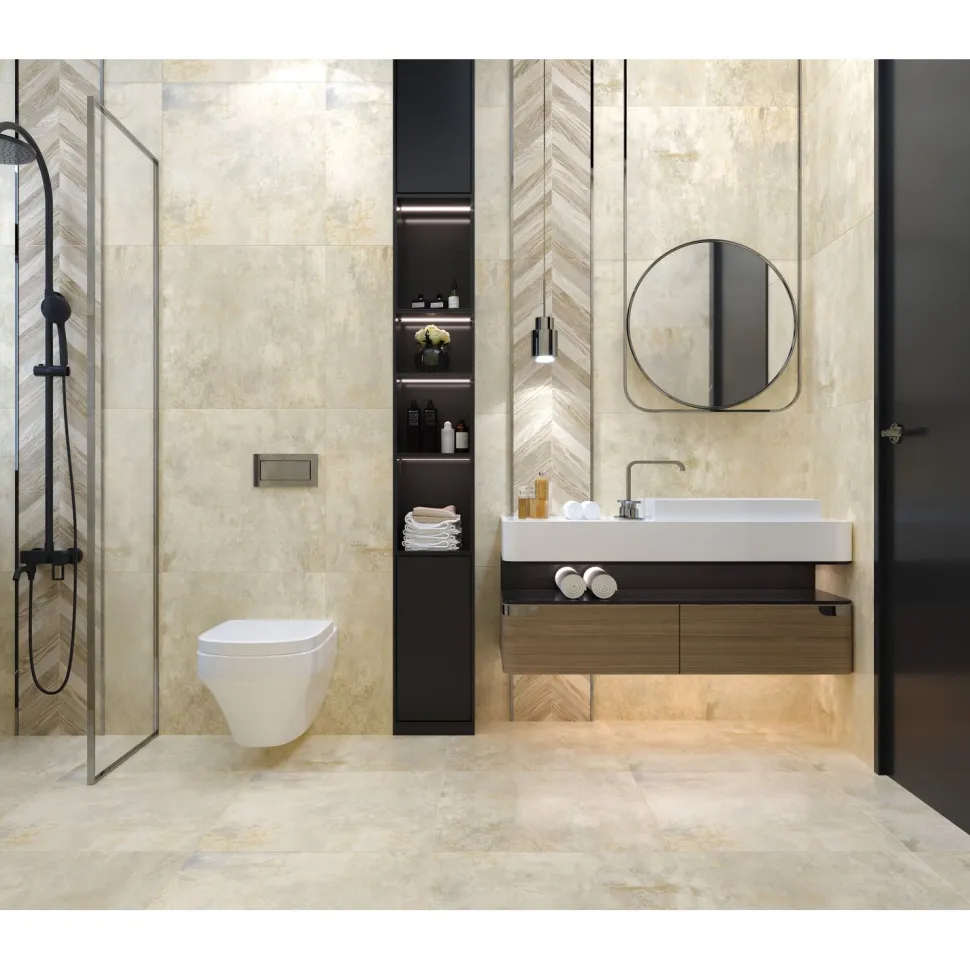 Lattialaatta GoldenTile Metallica 60x60 cm beige