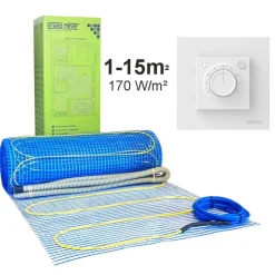 Lattialämmitysmatto Grand Meyer 1 m², 170 W/m² + termostaatti MST-9, eri kokoja