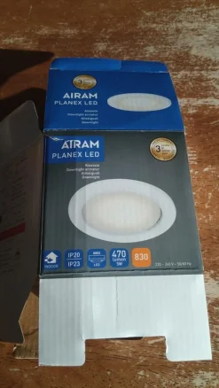 LED-alasvalo Airam Planex, 5W/828, GX53, Ø104x39mm, IP23, valkoinen