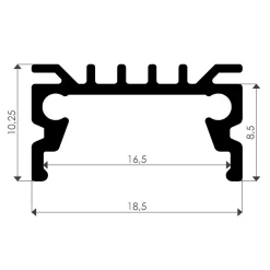 LED-asennuslista FTLIGHT Large läpikuultava kansi 2000x18,5x10 mm alumiini