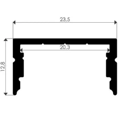 LED-asennuslista FTLIGHT Wide läpikuultava kansi 2000x23,5x13 mm alumiini