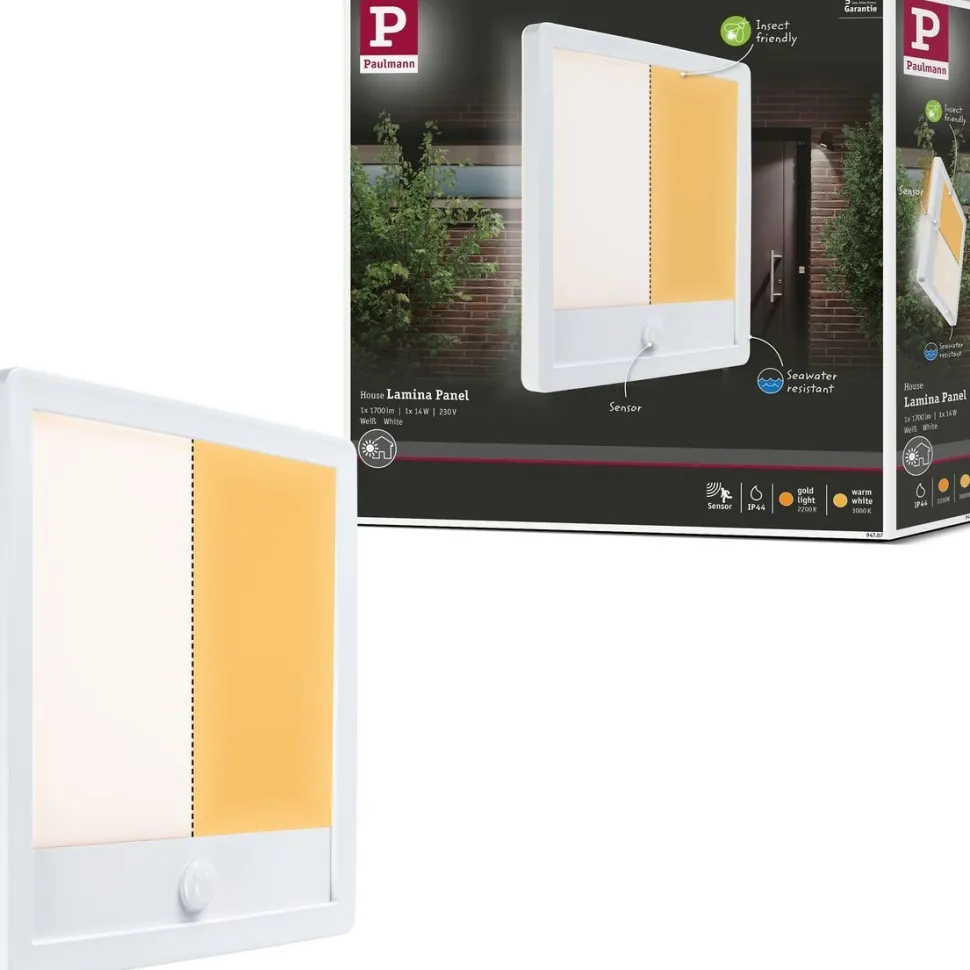 LED-paneeli ulkokäyttöön Paulmann Lamina, IP44, 25x25cm, liiketunnistin, hämärätunnistin, säädettävä värilämpötila, eri värejä